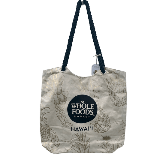 WHOLE FOODS MARKET トートバッグ TAG ALOHA製 ナチュラル/ゴールド パイナップル柄