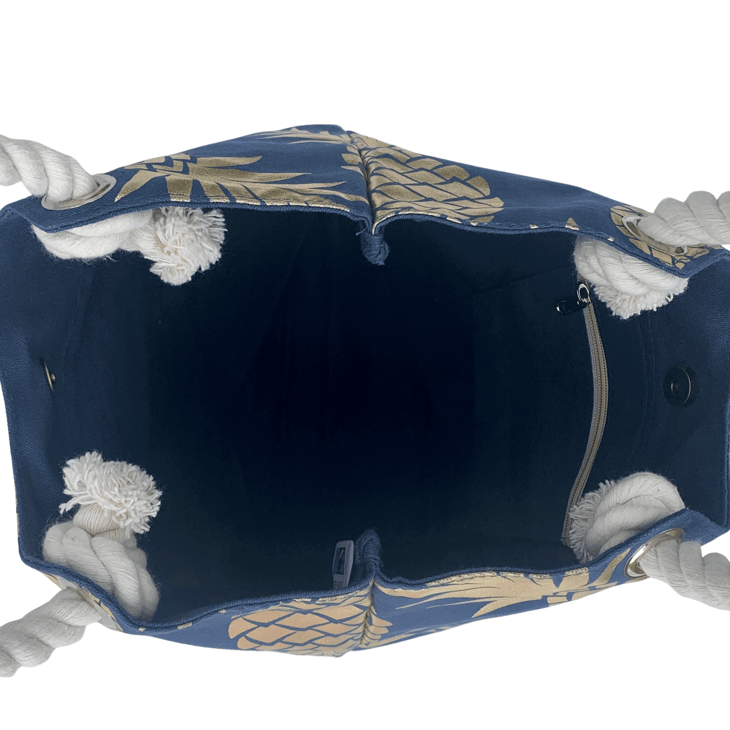 WHOLE FOODS MARKET トートバッグ TAG ALOHA製 ダークブルー パイナップル柄