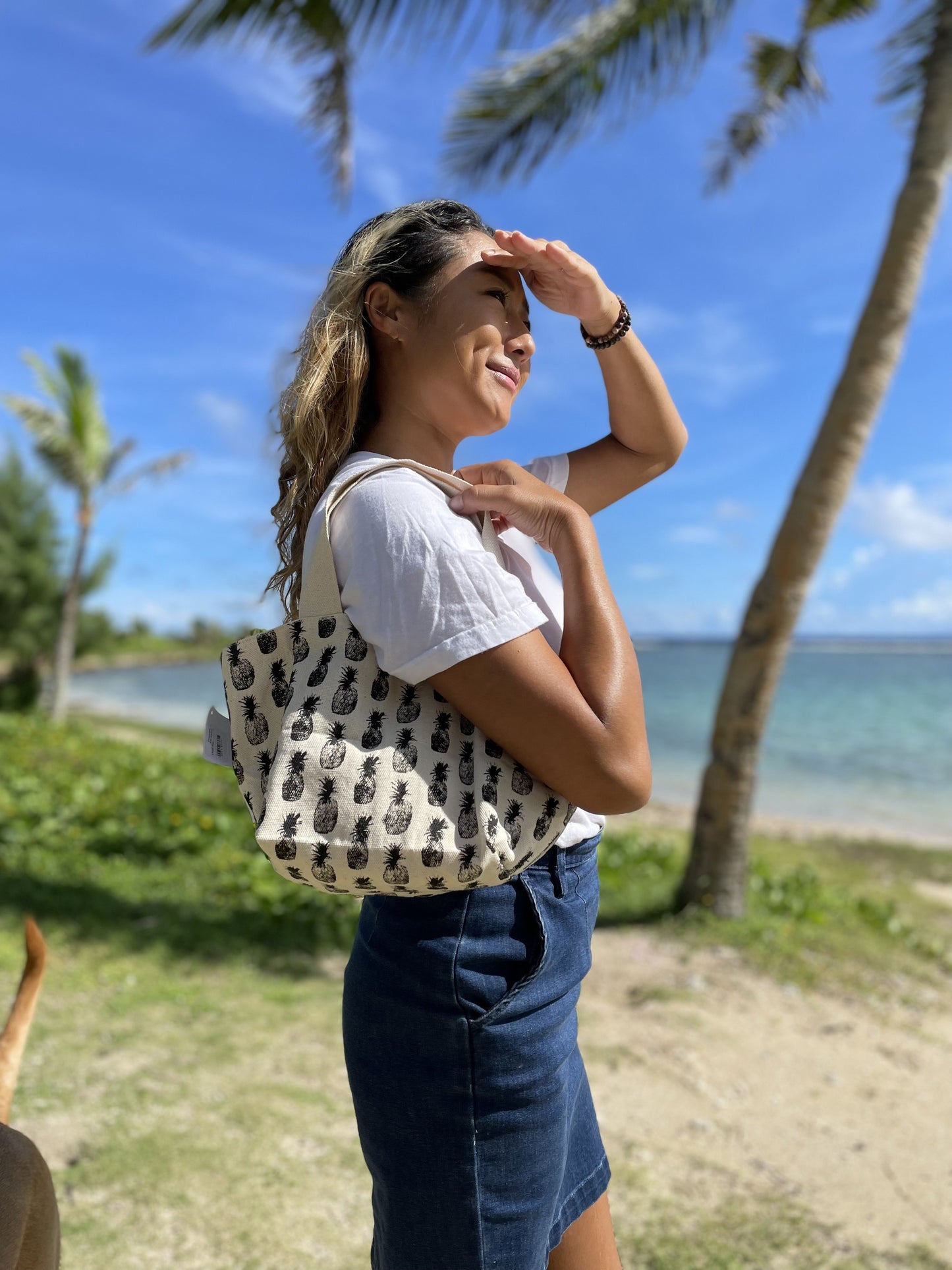 SoHa LIVING トートバッグ ナチュラル パイナップル柄