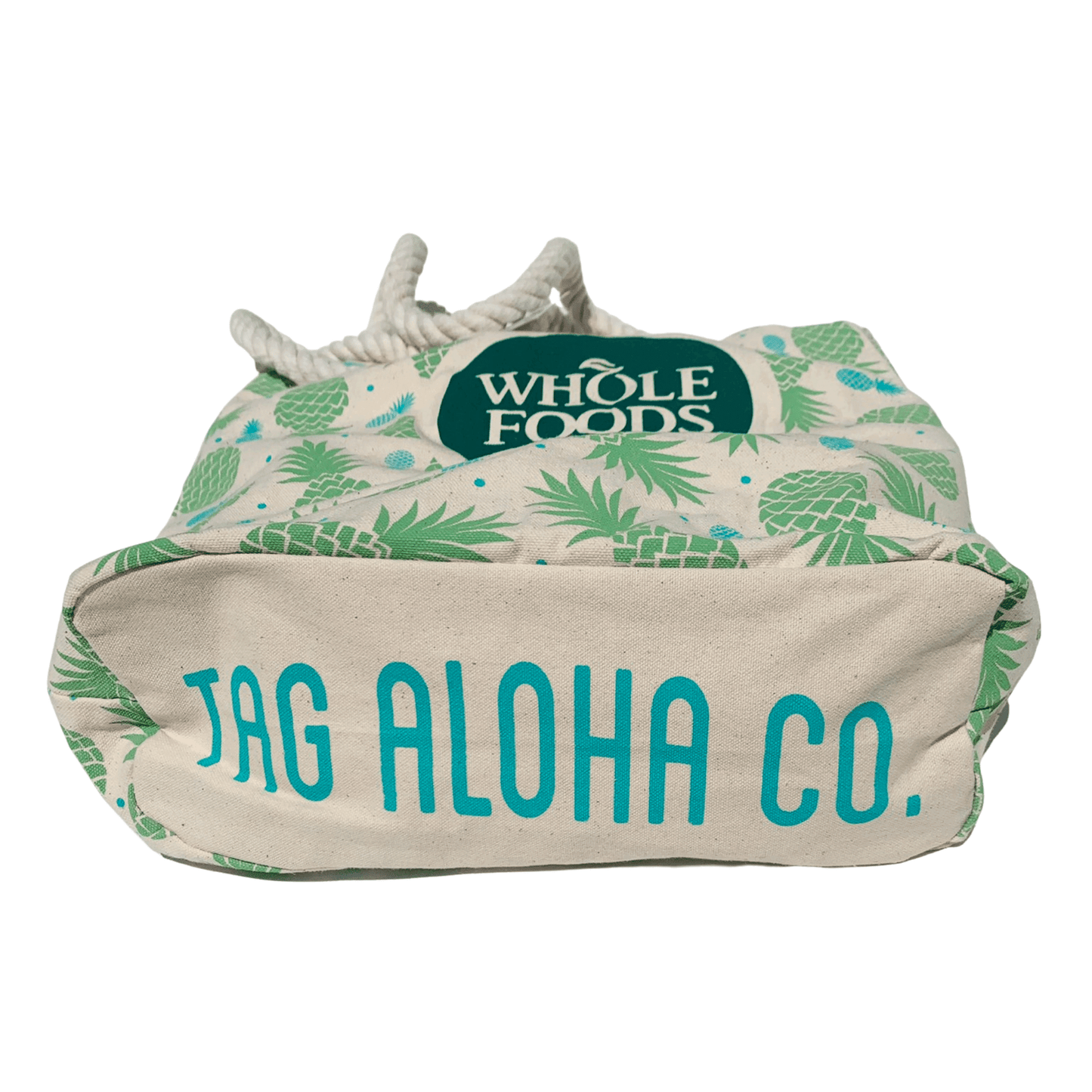 WHOLE FOODS MARKET トートバッグ TAG ALOHA製 ナチュラル/グリーン パイナップル柄
