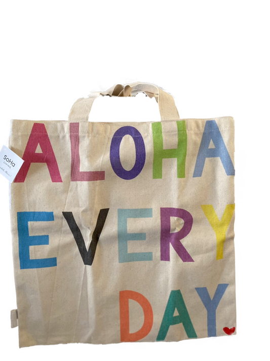 SoHa LIVING 日本未上陸のハワイ人気店 ALOHA EVERY DAY トートバッグ ナチュラル L