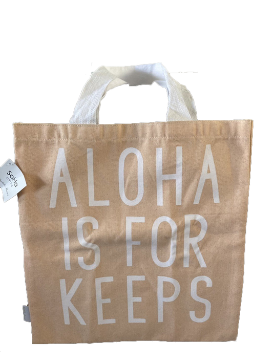 SoHa LIVING ハワイで大人気のトートバッグ  ALOHA IS FOR KEEPS ピンク L