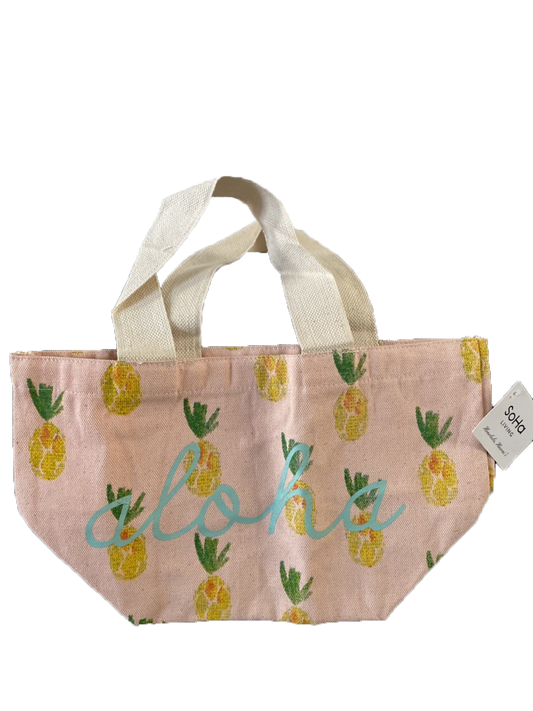 SoHa LIVING トートバッグ ピンク パイナップル柄