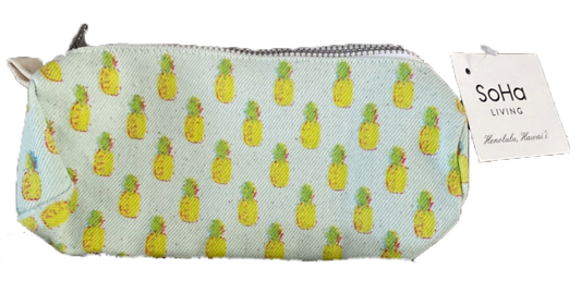 SoHa LIVING ポーチ ライトブルー パイナップル柄
